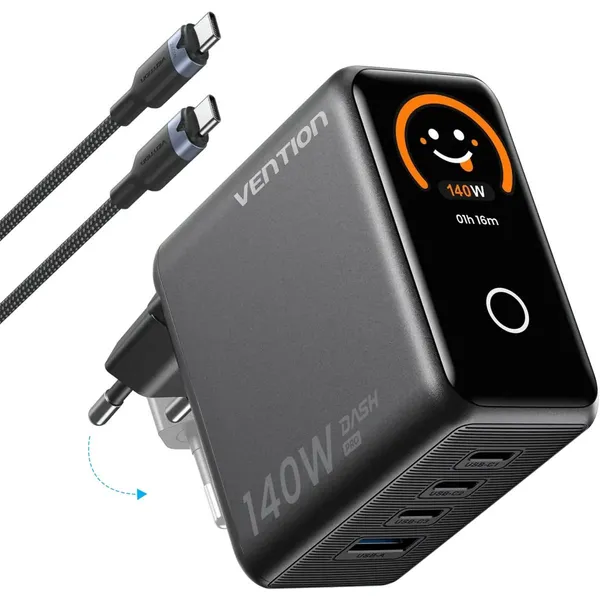 СЗУ Vention TZ-FCOH0-EU, черный, USB, 3xUSB Type-C, 140W