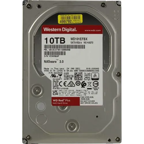 10Tb WD Red Plus WD101EFBX, 7200rpm, 3.5", SATA III, 256Mb