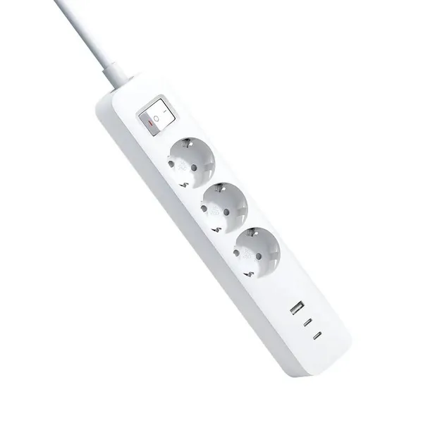 Сетевой фильтр Xiaomi Mi Power Strip BHR07UKEU, 1.8м, 3 розетки, 2xUSB, 1xUSB Type-C